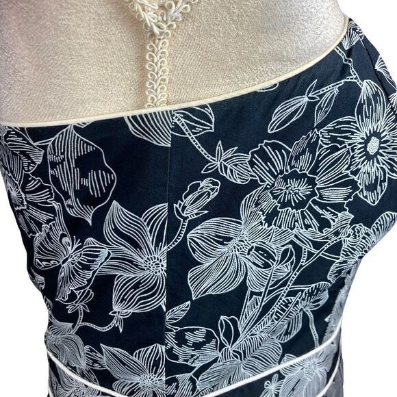 Loft Black And White Strapless Floral Dress, Size 6 - Picture 5 of 8